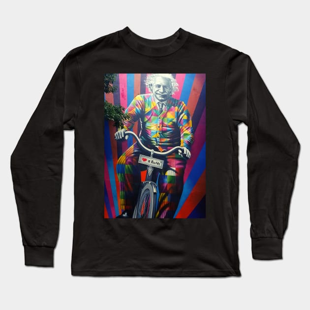 Einstein riding a bike. Long Sleeve T-Shirt by AariciaH